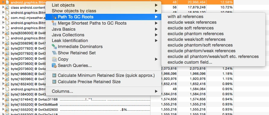 Context Menu Options