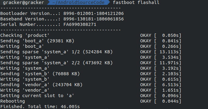 fastboot flashall output