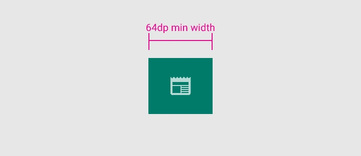 Inactive view: 64dp min width